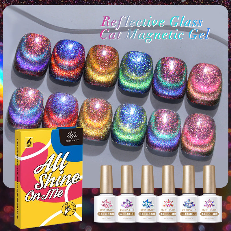 Set 6 Esmaltes Gel Reflective Glass Magnetic