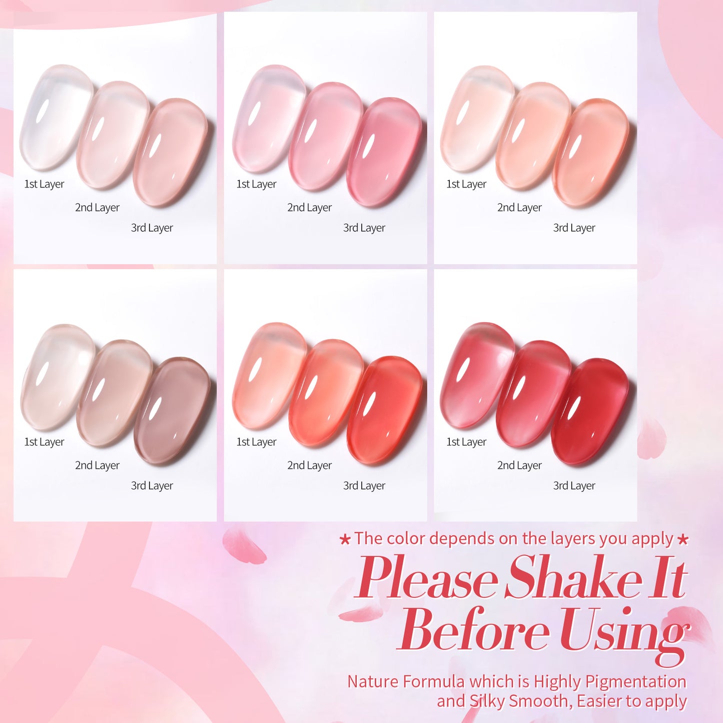 Set 6 Esmaltes Gel 10 ml - Rosa-Nude Jelly 1