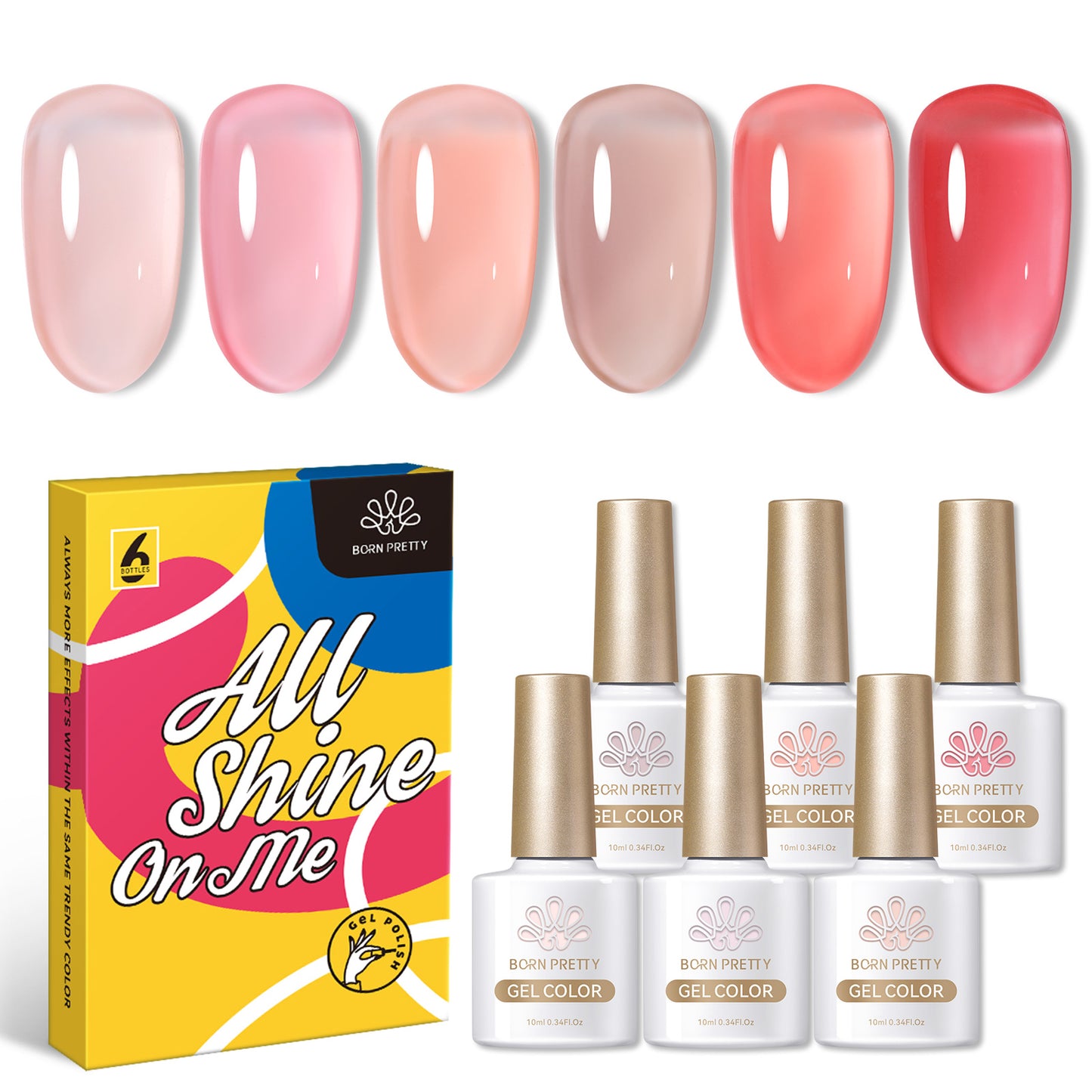 Set 6 Esmaltes Gel 10 ml - Rosa-Nude Jelly 1
