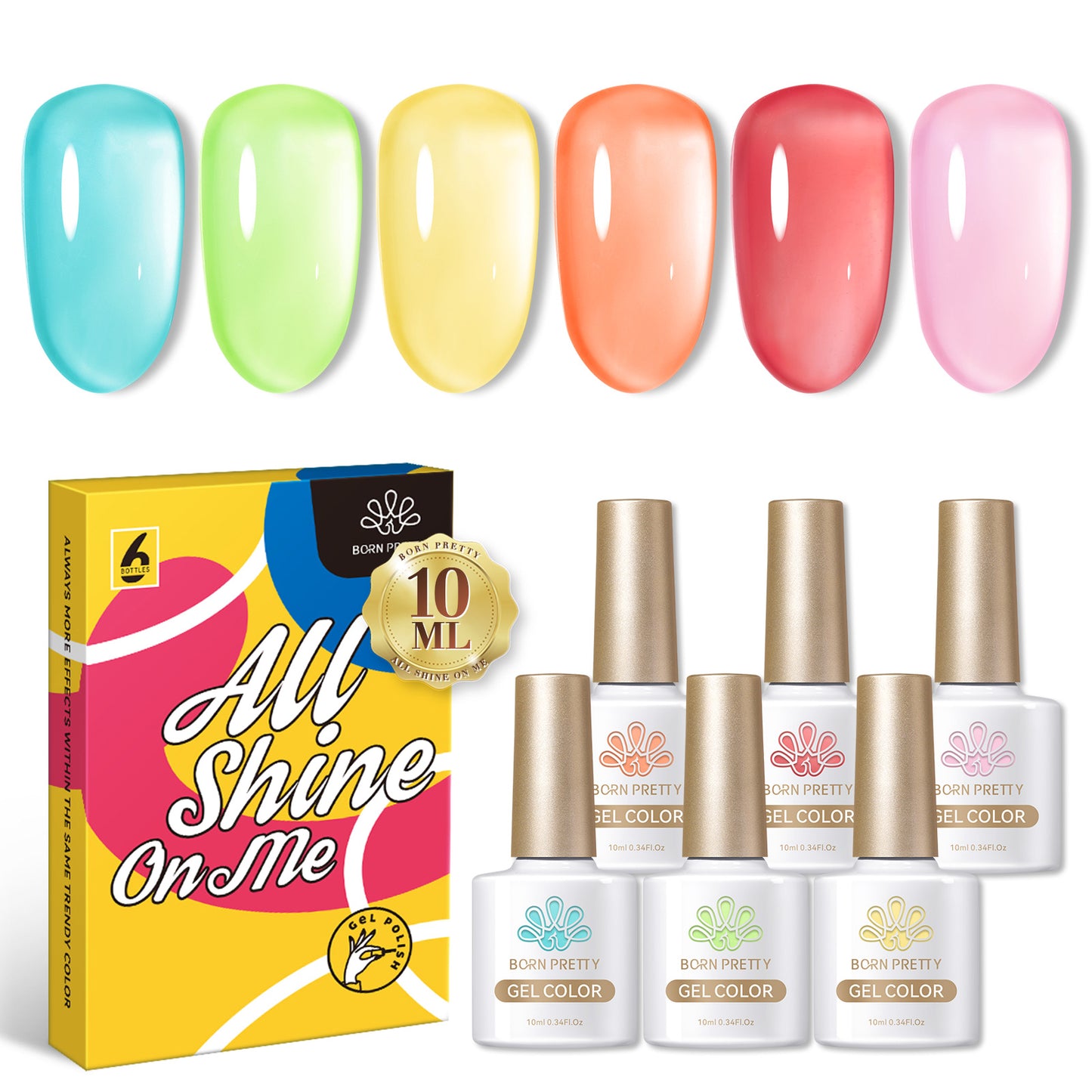 Set 6 Esmaltes Gel 10ml - Jelly Arcoiris